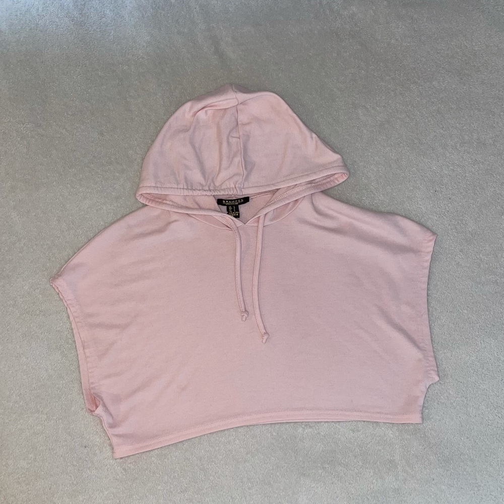 Cropped Hoodie Tshirt Light Pink